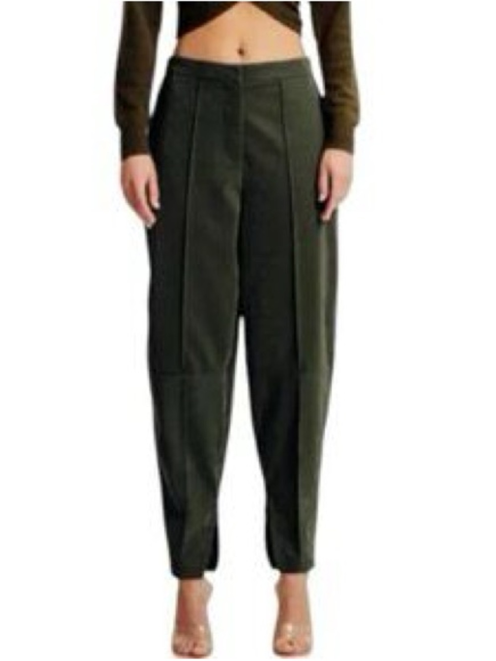 Ronny Kobo Collection Olive High-Rise Pleated Trousers
